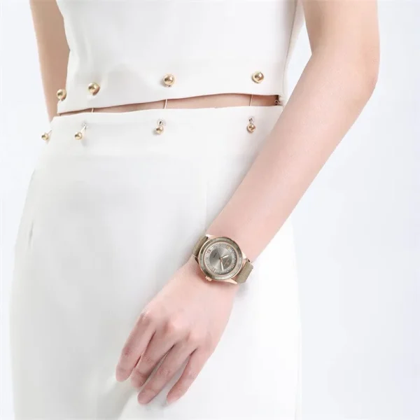 NaviForce NF5040 Women's Elegant Simple Analog Luminous Leather Strap Watch - Beige - Image 2