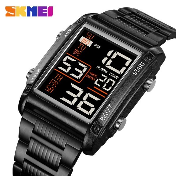 SKMEI 2206 Men's Multifunction Chrono Digital Movement Stainless Steel Watch  - Black