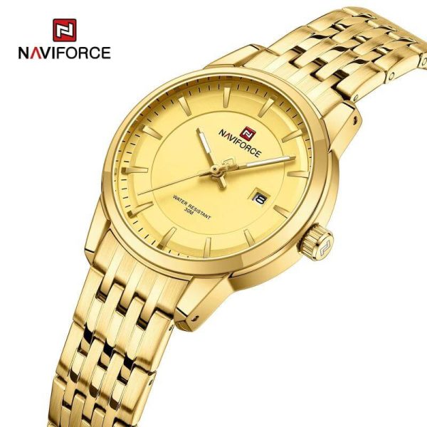 NaviForce NF9228 Business Fashion Quartz Date Display Stainless Steel Watch For Women - Golden