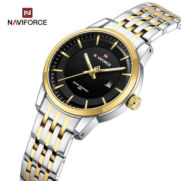 NaviForce NF9228 Business Fashion Quartz Date Display Stainless Steel Watch For Women - Black/Golden