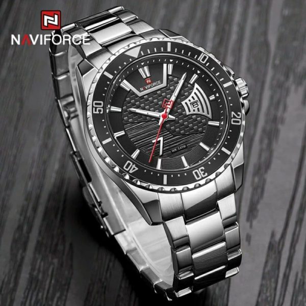 NAVIFORCE NF9191 Men's Classic Stainless Steel Luminous Analog Casual Watch - Black/Silver - Image 3