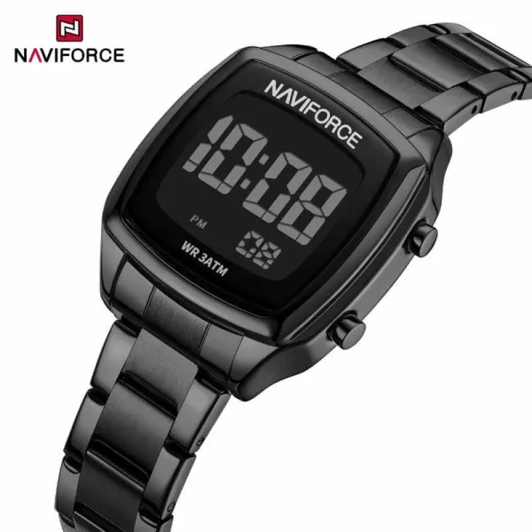 NF5047 Casual Golden Ratio Square Dial Digital Stainless Steel Watch For Women - Black