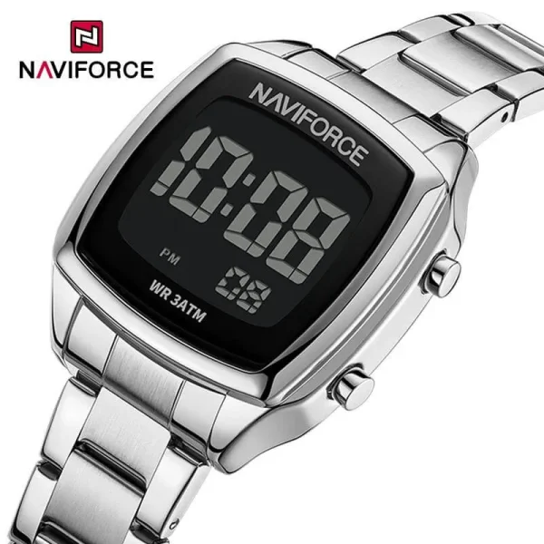 NF5047 Casual Golden Ratio Square Dial Digital Stainless Steel Watch For Women - Silver