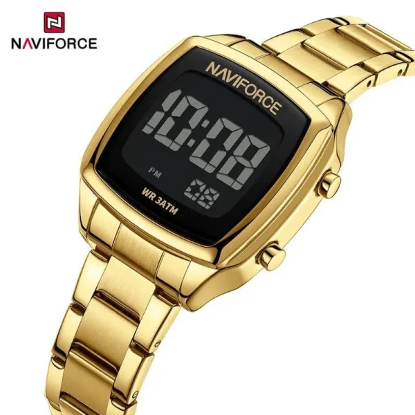 NF5047 Casual Golden Ratio Square Dial Digital Stainless Steel Watch For Women - Golden