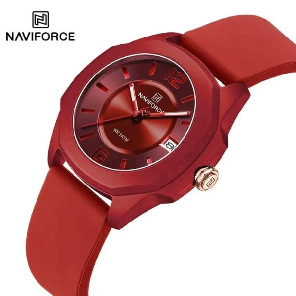 NaviForce NF7107 Fashion Simple Elegant Octagonal Bezel Silicon Strap Watch For Women - Red