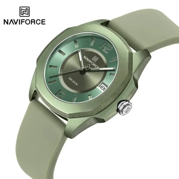 NaviForce NF7107 Fashion Simple Elegant Octagonal Bezel Silicon Strap Watch For Women - Green