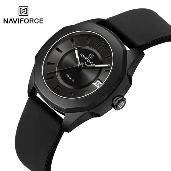 NaviForce NF7107 Fashion Simple Elegant Octagonal Bezel Silicon Strap Watch For Women - Black