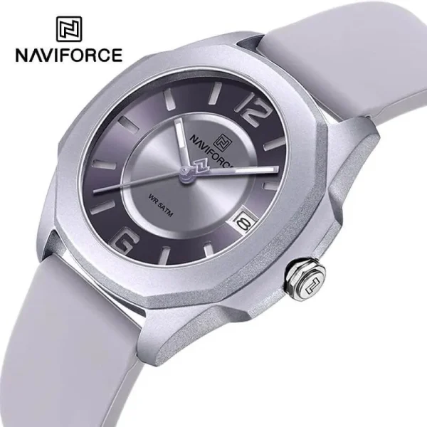 NaviForce NF7107 Fashion Simple Elegant Octagonal Bezel Silicon Strap Watch For Women - Grey