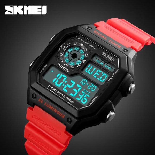 SKMEI 1299 Waterproof Military Sporty Led Digital Watch for Men - Red