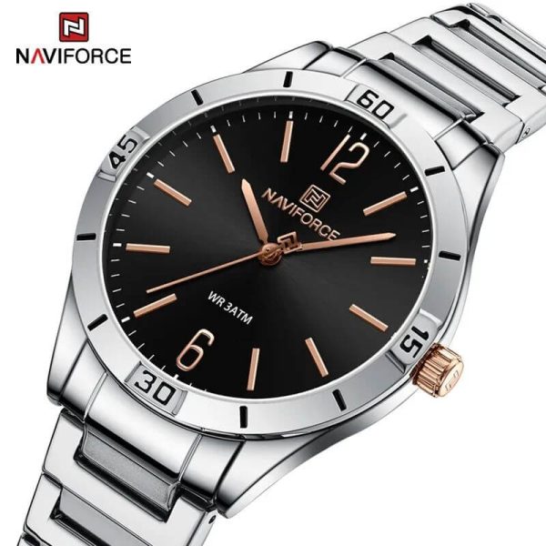 NaviForce NF5029 Women's Minimalist Elegant Casual Round Shape Stainless Steel Watch - Black/Silver