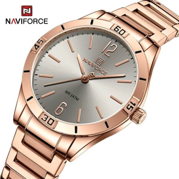 NaviForce NF5029 Women's Minimalist Elegant Casual Round Shape Stainless Steel Watch - RoseGold