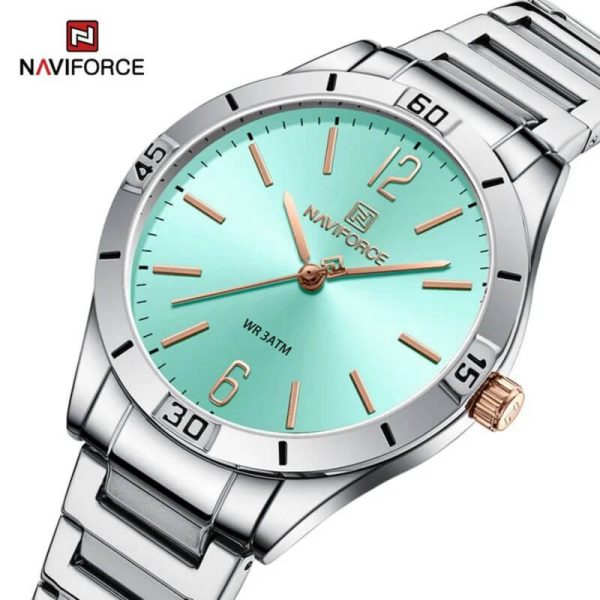 NaviForce NF5029 Women's Minimalist Elegant Casual Round Shape Stainless Steel Watch - Tiffany Blue