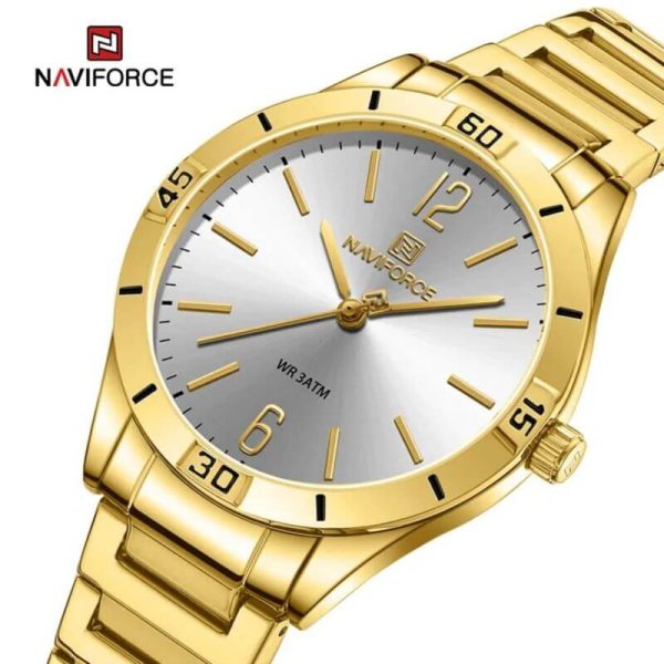 NaviForce NF5029 Women's Minimalist Elegant Casual Round Shape Stainless Steel Watch - White/Golden