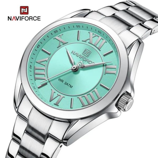 NaviForce NF5037 Women's Luxury Elegant Simple Roman Numeral Index Stainless Steel Watch - Tiffany Blue