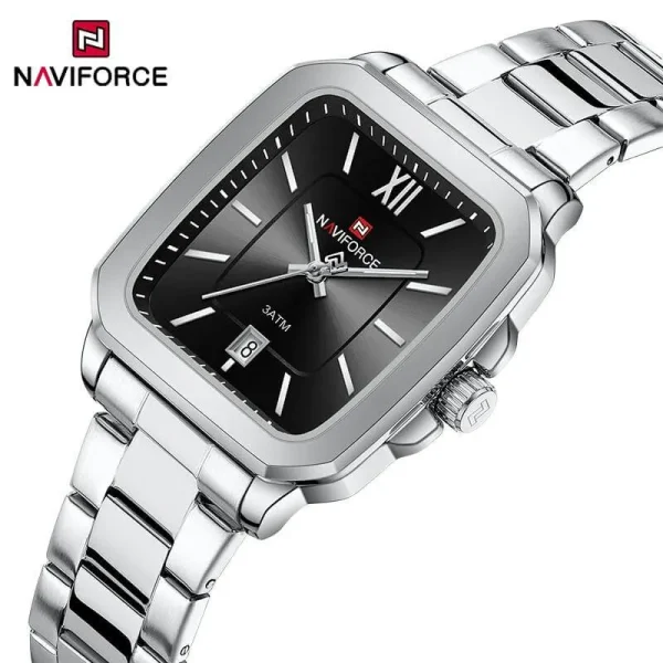 NaviForce NF9239 Men's Simple Casual Date Display Square Dial Stainless Steel Watch - Black/Silver