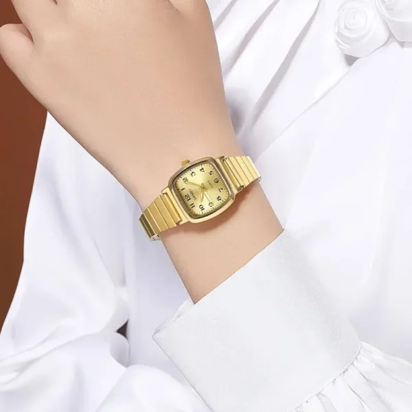 SKMEI 2292 Elegant Simple Square Dial Stainless Steel Watch For Women - Golden - Image 2