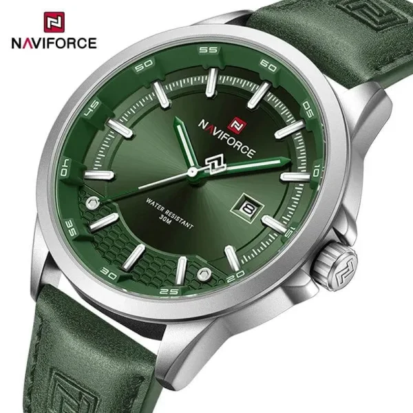 NaviForce NF9248 Simple Casual Quartz Movement Luminous Date Display Leather Watch For Men - Green