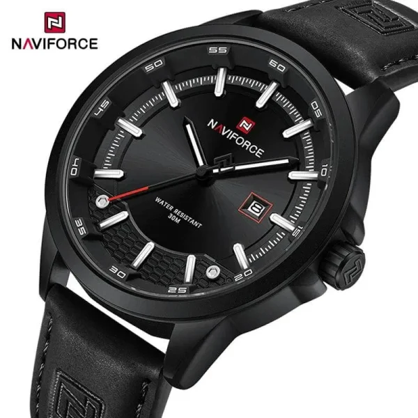 NaviForce NF9248 Simple Casual Quartz Movement Luminous Date Display Leather Watch For Men - Black