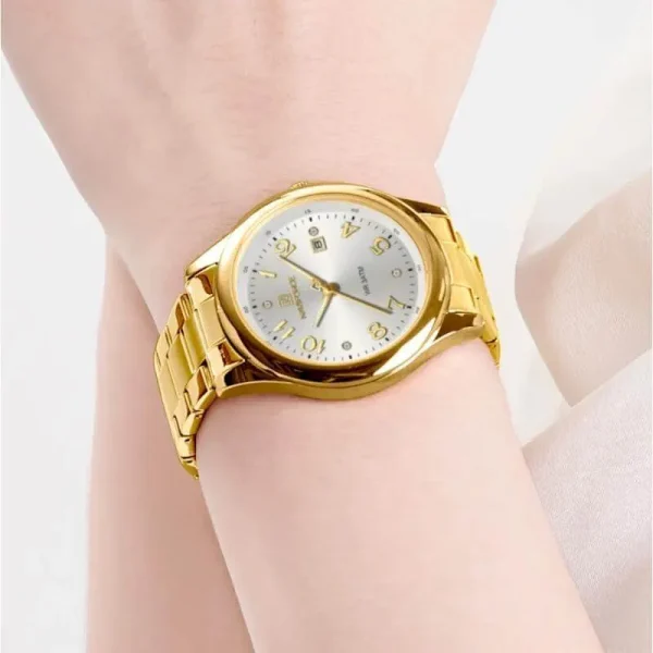 NaviForce NF5059 Fashion Stylish Diamond Quartz Date Display Stainless Steel Watch For Women - Silver/Golden - Image 2