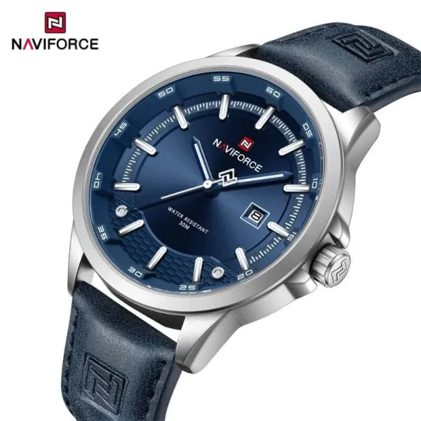 NaviForce NF9248 Simple Casual Quartz Movement Luminous Date Display Leather Watch For Men - Blue