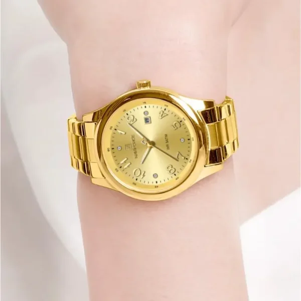 NaviForce NF5059 Fashion Stylish Diamond Quartz Date Display Stainless Steel Watch For Women - Golden - Image 2