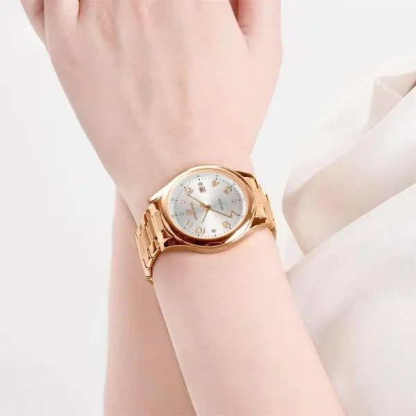 NaviForce NF5059 Fashion Stylish Diamond Quartz Date Display Stainless Steel Watch For Women - Silver/Rosegold - Image 2