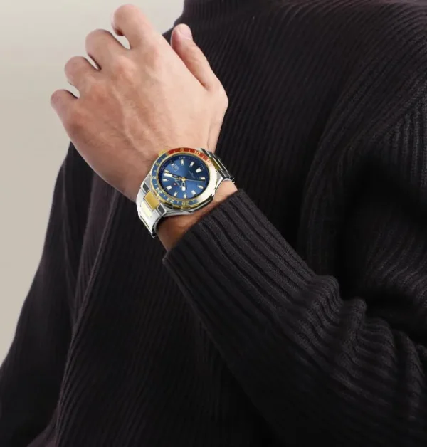 NaviForce NF9249 Men’s Classic Business Round Dial Luminous Stainless Steel Date Dispaly Watch - Blue/Golden - Image 2