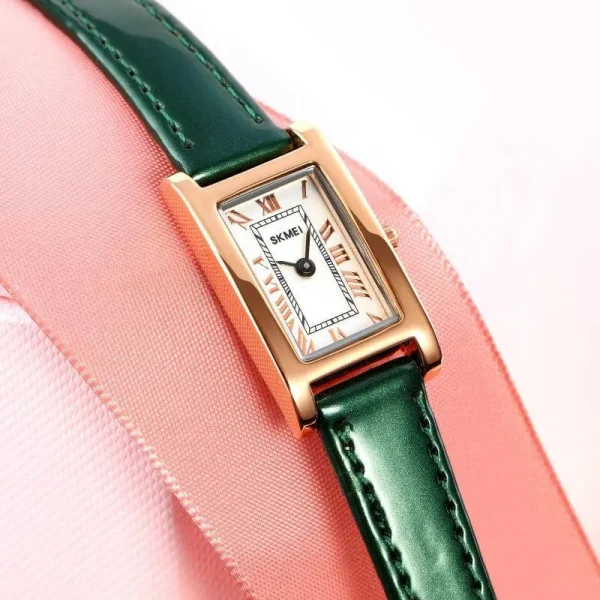 SKMEI 1783 Women's Elegant Rectangle Dial Roman Numeric Index Leather Strap Watch - Green - Image 2