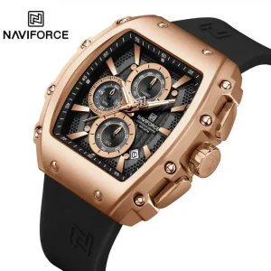 NaviForce NF8070 Men's Fashion Multifunction Barrel Shape Hollow Design Dial Watch - Rosegold