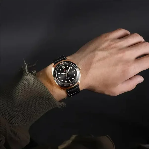 NaviForce NF9250 Men's Business Simple Dial Date Dispaly Luminious  Analog Watch - Rosegold/Black - Image 2