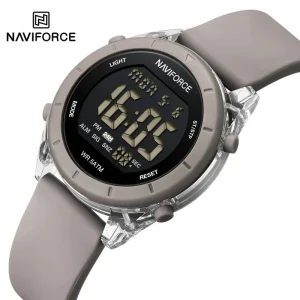 NaviForce NF7108 Fashion Multifunction Digital Silicon Strap Luminious Watch For Women - Grey