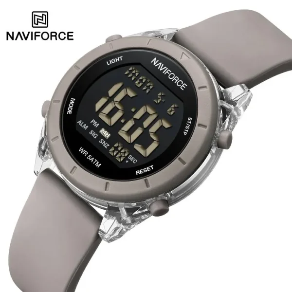 NaviForce NF7108 Fashion Multifunction Digital Silicon Strap Luminious Watch For Women - Grey