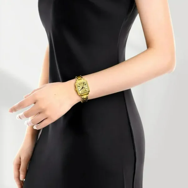 NaviForce NF5065 Elegant Simple Square Dial Roman Numeral Stainless Steel Watch For Women - Golden - Image 2