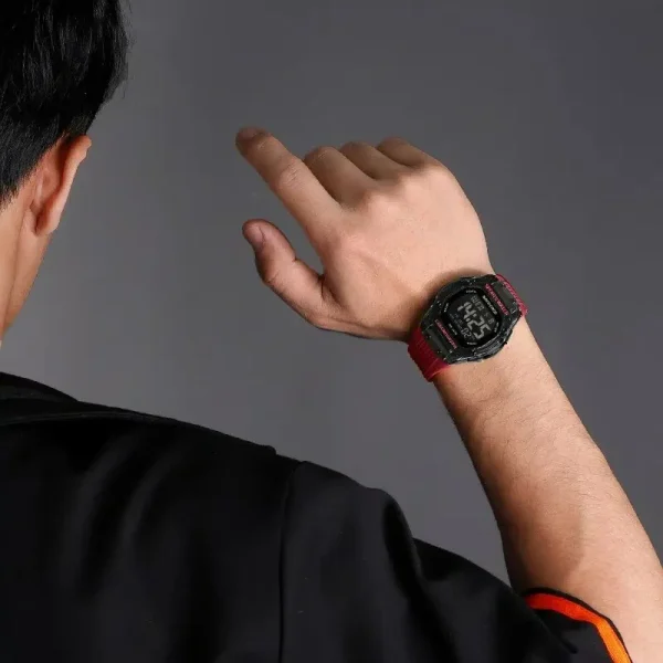 NaviForce NF7113 Men's Fashion Polygonal Dial Digital Multifunction Silicon Strap Watch - Red - Image 2