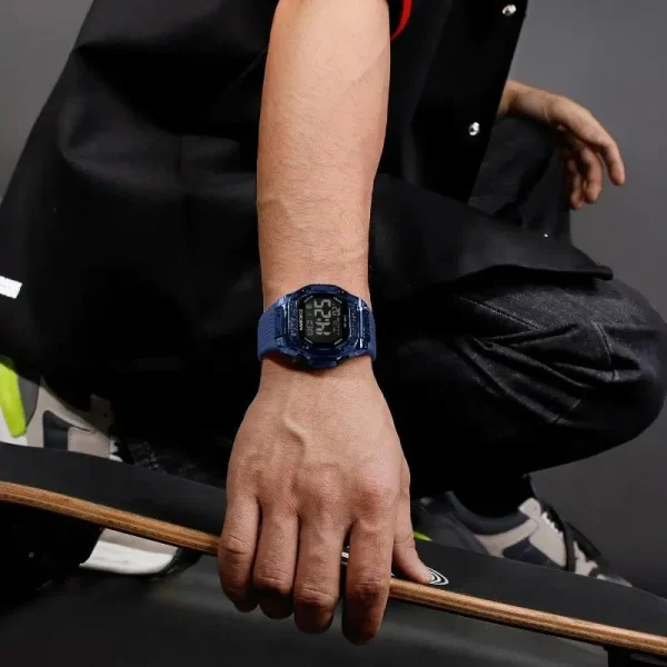 NaviForce NF7113 Men's Fashion Polygonal Dial Digital Multifunction Silicon Strap Watch - Blue - Image 2