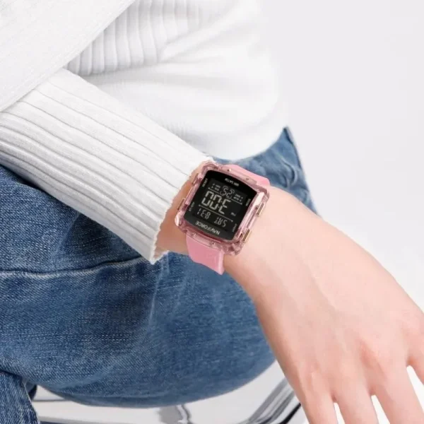 NaviForce NF7121 Women's Digital Movement Square Shape Silicon Strap Watch - Pink - Image 2