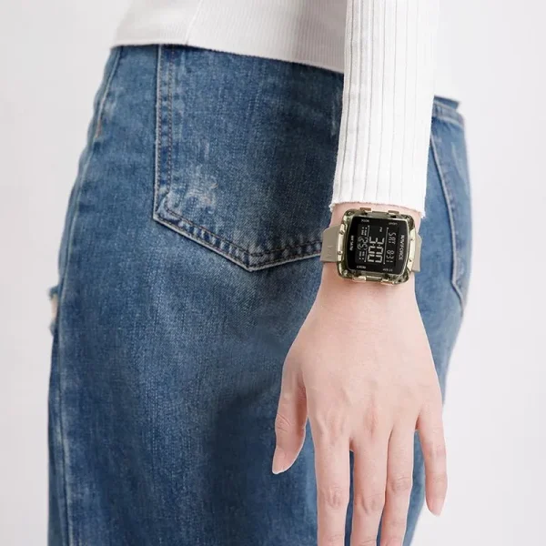 NaviForce NF7121 Women's Digital Movement Square Shape Silicon Strap Watch - Grey - Image 2