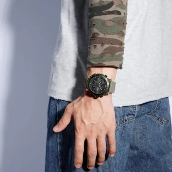 NaviForce NF6104 Fashion Multifunction Double Time Silicon Strap Complete Calendar Watch for Men - Dark/Grey - Image 2